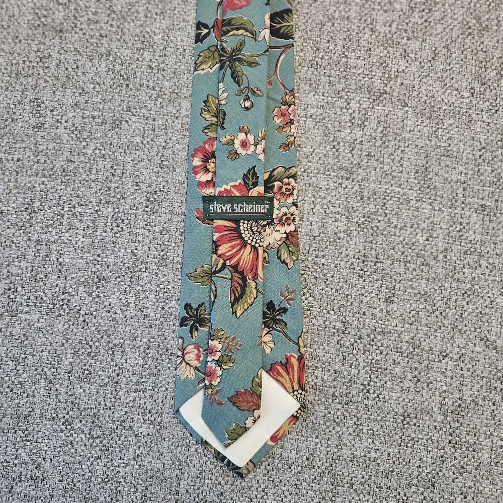 STEVE SCHEINER Vintage MADE IN U.S.A. Multicolor Floral Cotton Tie Grandpa Core